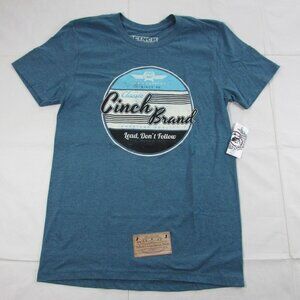 Cinch Men's Small Short Sleeve Lead Dont' Follow Graphic T-Shirt Blue